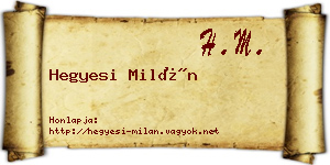 Hegyesi Milán névjegykártya